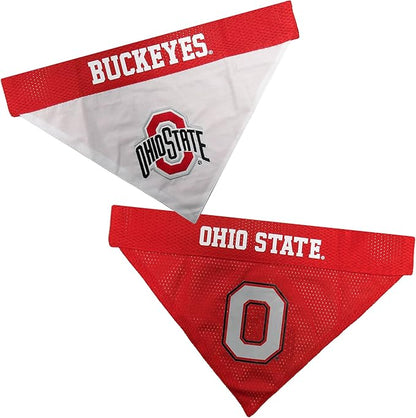 Pets First Collegiate Pet Accessories, Reversible Bandana, Ohio State Buckeyes by PETSFIRST