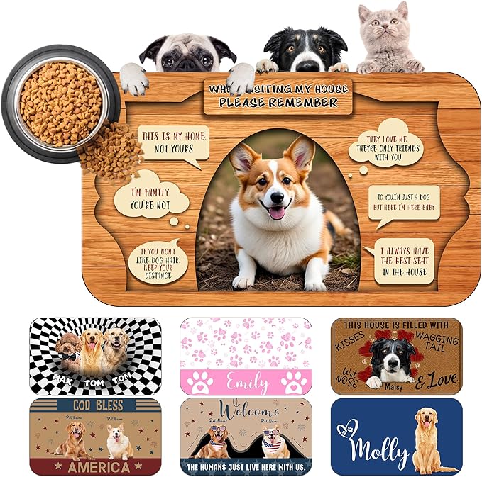 Personalized Dog Cat Mat with Name Photo Custom Placemat Feeding Mats by MYESCUSTOM