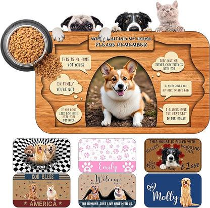 Personalized Dog Cat Mat with Name Photo Custom Placemat Feeding Mats by MYESCUSTOM