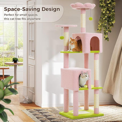 Flower Cat Tree, 62-Inch Tall Multi-Level Cat Tower - Image 5