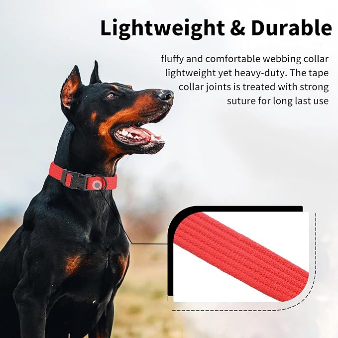 lynxking Dog Collar Soft Padded Breathable Cotton Solid Color Strong Adjustable - Image 2