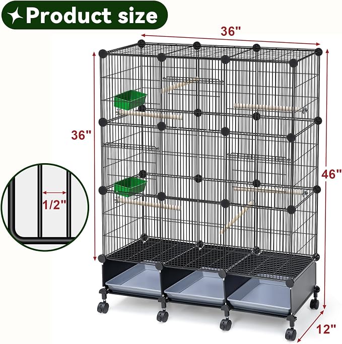 Encrypted Bird Cage, with Wooden Perches, Metal Parakeet Cage with Slide-Out - Image 2