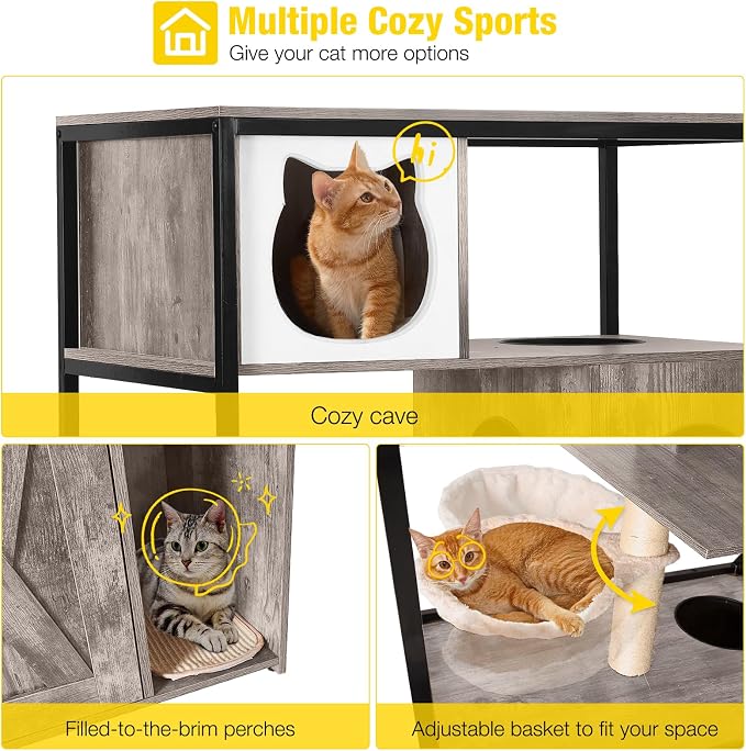 Aivituvin Cat Litter Box Enclosure, Litter Box Furniture Hidden, Wooden Cat - Image 3