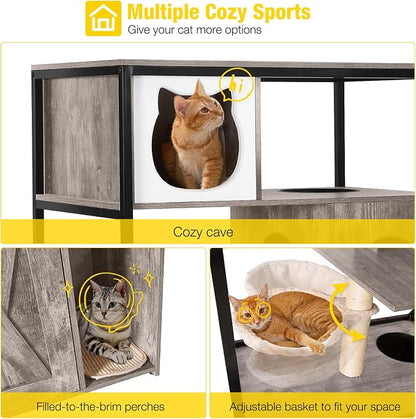 Aivituvin Cat Litter Box Enclosure, Litter Box Furniture Hidden, Wooden Cat - Image 3