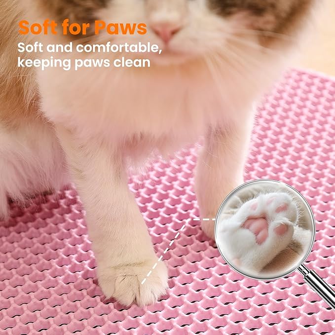 Small Cat Litter Mat, 20x14’’ Double Layer Honeycomb Cat Litter Box Mat - Image 7