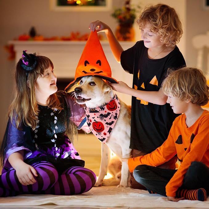 Sanwuta 48 Pcs Halloween Dog Bandanas Bulk Pumpkin Dog Bandanas Adjustable - Image 4