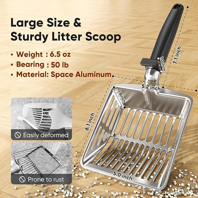 Metal Cat Litter Scoop, Large Cat Scooper - Image 2