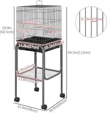 Pawhut 45-inch Metal Indoor Bird Cage, Parrot Cage, Bird Aviary - Image 7