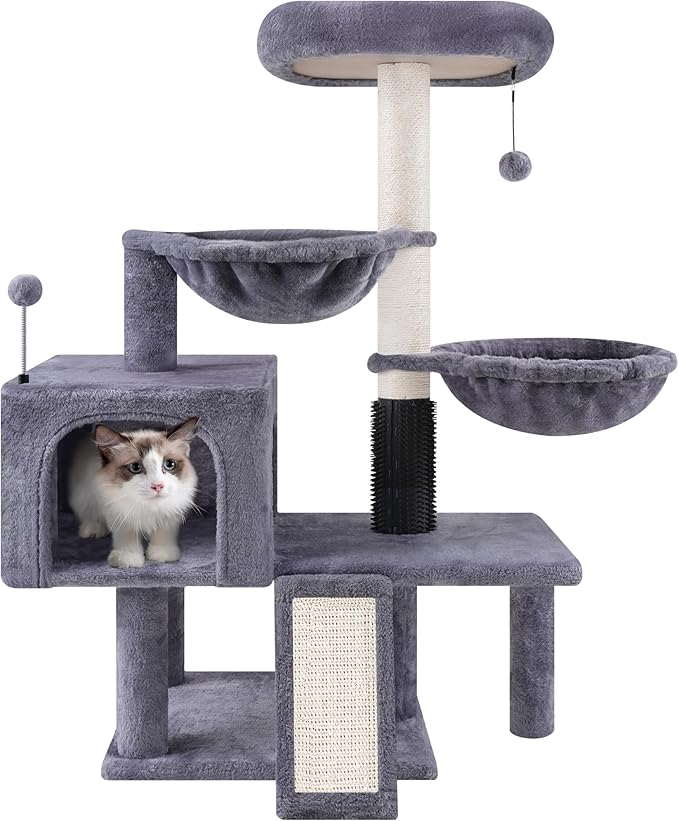 ROYPET Cat Tree with Cat Condo and Two Hammocks, Cat Tower with Scratching - Image 2