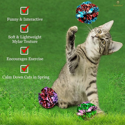 SunGrow 12 Pack Cat Crinkle Balls - Image 4