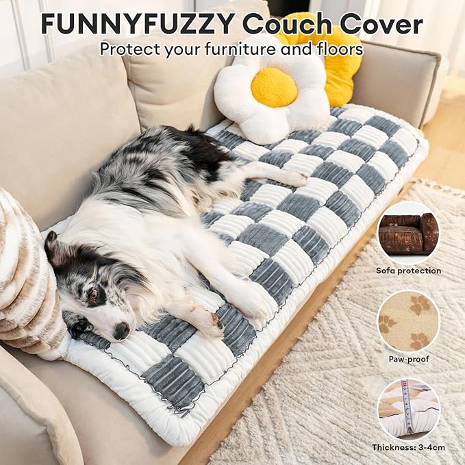 FUNNY FUZZY Pet Couch Covers for Sofa, Couch Covers for Dogs Washable Dog Couch - Image 2