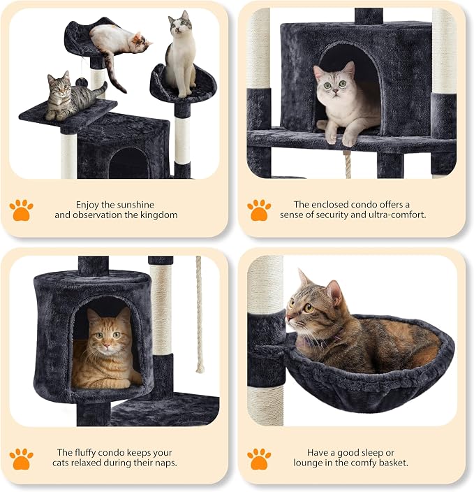 Yaheetech 79 in Cat Tree Tower, Comfy Basket, Sisal Scratching Posts - Image 4