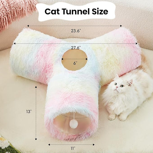 Tempcore Plush Pet Cat Tunnel Tube Cat Toys 3 Way Collapsible, Tunnels - Image 2