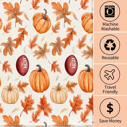 Autumn Pumpkin and Football Hand Towels - Image 3