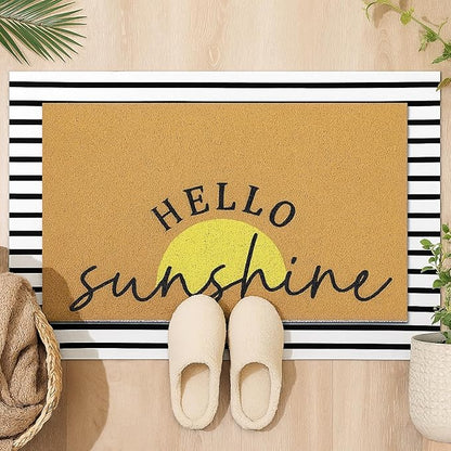Tinideya 2 Pcs Summer Sunshine Door Mat Yellow Welcome Non Slip Coir Mats by Tinideya
