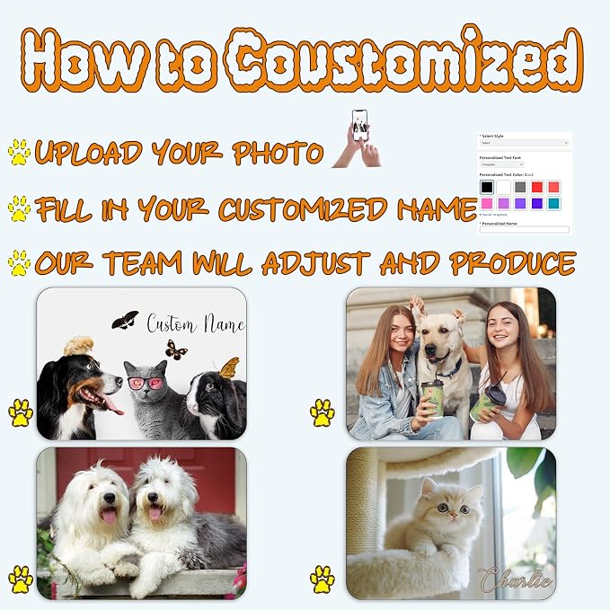 Personalized Dog Food Mat with Photo Name Custom Non Slip Pet Feeding Mat - Image 2