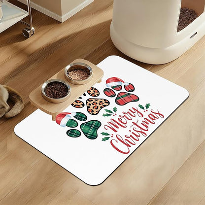 Dog Christmas Dog Food Mat–Christmas Stocking Absorbent Quick Dry Feeding by LUTASER
