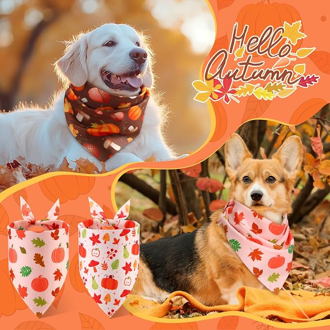 Abbylike 50 Pcs Fall Thanksgiving Dog Bandanas Bulk Pumpkin Bandanas - Image 2