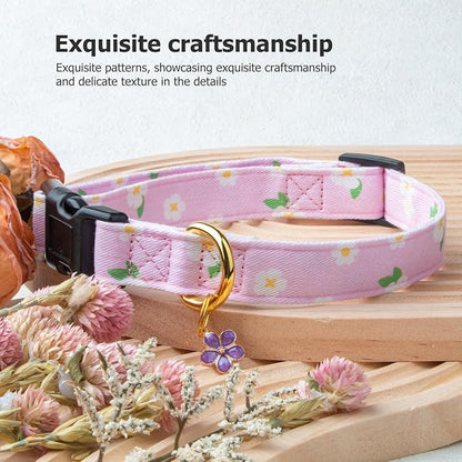 Cotton Handmade Dog Collar Cute and Distinctive Patterns Purple Flower - Image 5