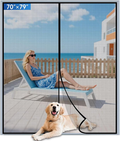 Upgraded PET Mesh Magnetic Screen Door Stronger Than Fiberglass and Polyester by Longeas