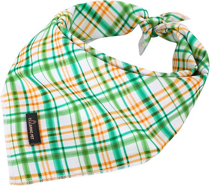 ARING PET Dog Bandana, Cotton Green Plaid Pet Bandanas, Soft Comfortable Cute - Image 4