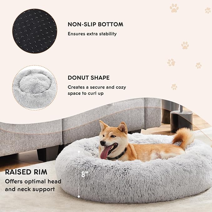 Sweetcrispy Donut Dog Bed, Large Round Calming Cat Bed - Image 3