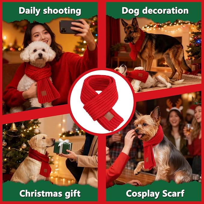 BWOGUE 2-Piece Knitted Dog Christmas Scarf & Bandana - Image 5