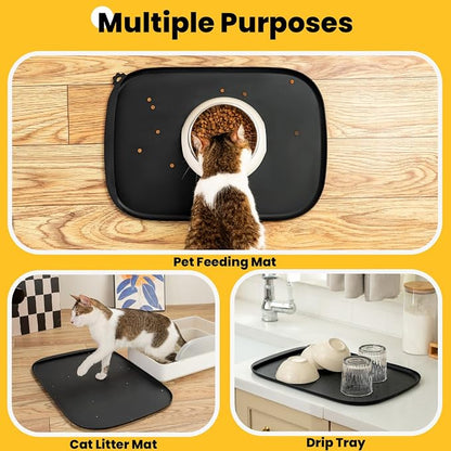 Silicone Dog Food Mat with Side Pocket & Hook Hole, Soft Raised Edges, Easy - Image 8