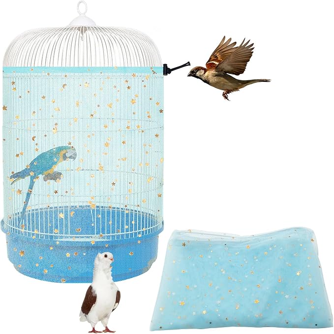 Bird Cage Cover, 45-90'' Adjustable, Universal Nylon Mesh Net, Bird Cage Skirt by LYMOI