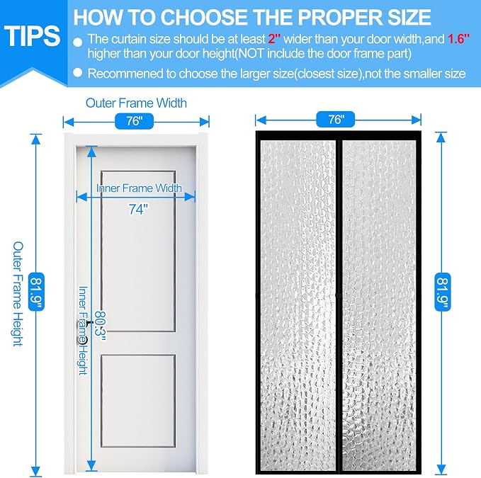 RELIANCER Magnetic Thermal Insulated Door Curtain, Waterproof EVA Door Cover - Image 2