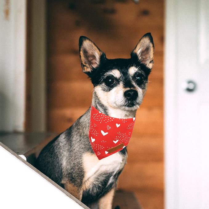 Realeaf Valentine's Day Dog Bandanas 2 Pack, Reversible Red Plaid Heart Dog - Image 8