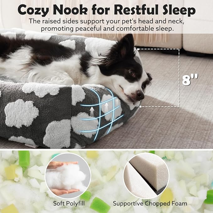 JOEJOY Cute Dog Bed Medium Size Dog, Rectangle Soft Furry Dog Beds - Image 3