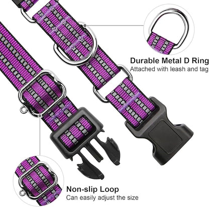 Martingale Dog Collar, Adjustable Nylon Reflective Collar - Image 3