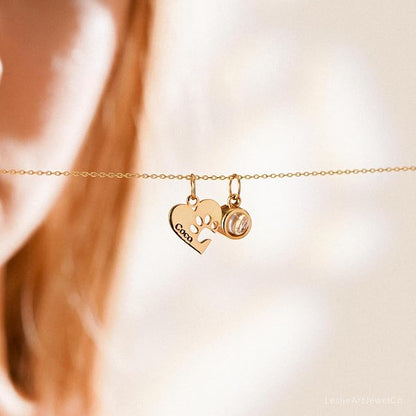 Personalized Cute Dog Cat Paw Name Necklace Forever Love Custom Heart Pendant - Image 7