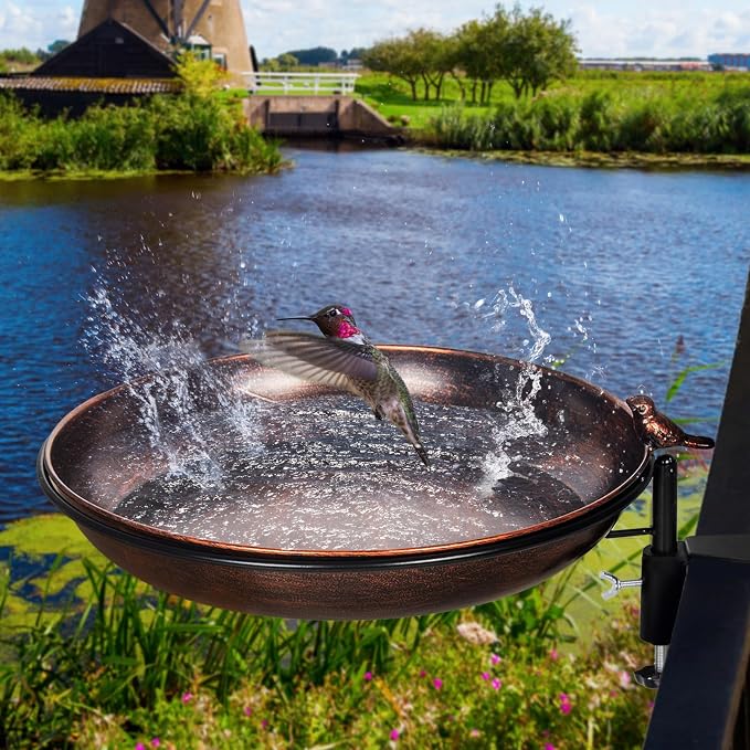 DREAMSOUL Deck Mounted Bird Bath Metal Birdbath Bowl Unheated - Image 6