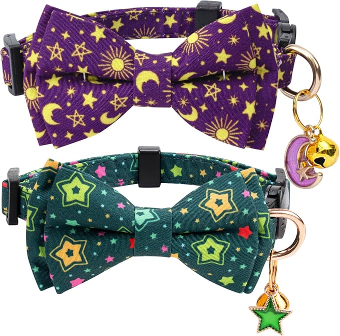 2 Pack Cotton Cat Collar with Bow Tie and Bell by Unknown