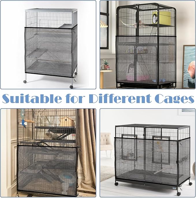 Large Bird Cage Seed Catcher 31 x 118 inches Adjustable Bird Cage Net Cover - Image 5