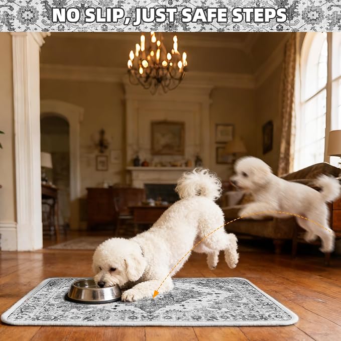 PUPTECK Dog Food Mat, Absorbent Pet Feeding Bowl Mat, Non-Slip Dog Mat - Image 6