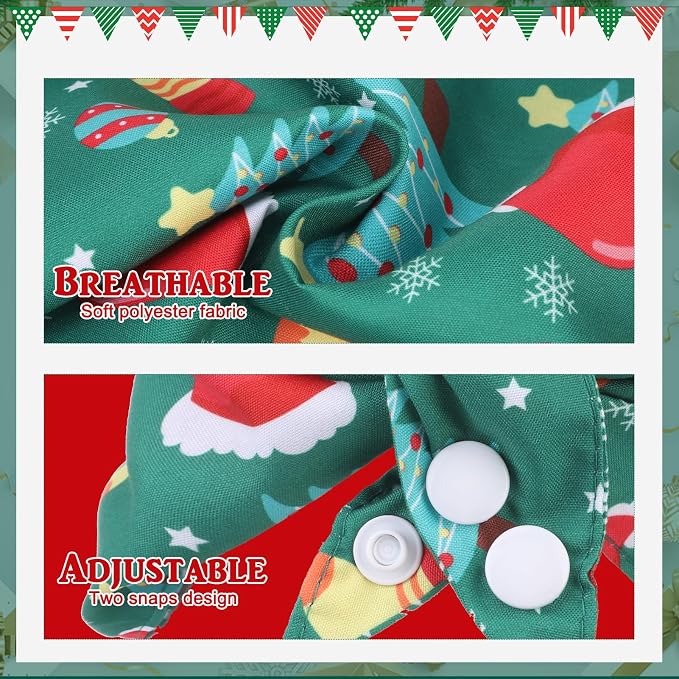PAWCHIE Christmas Dog Bandanas 4 Pack, Reversible Dog Party Triangle Scarf Bibs - Image 4