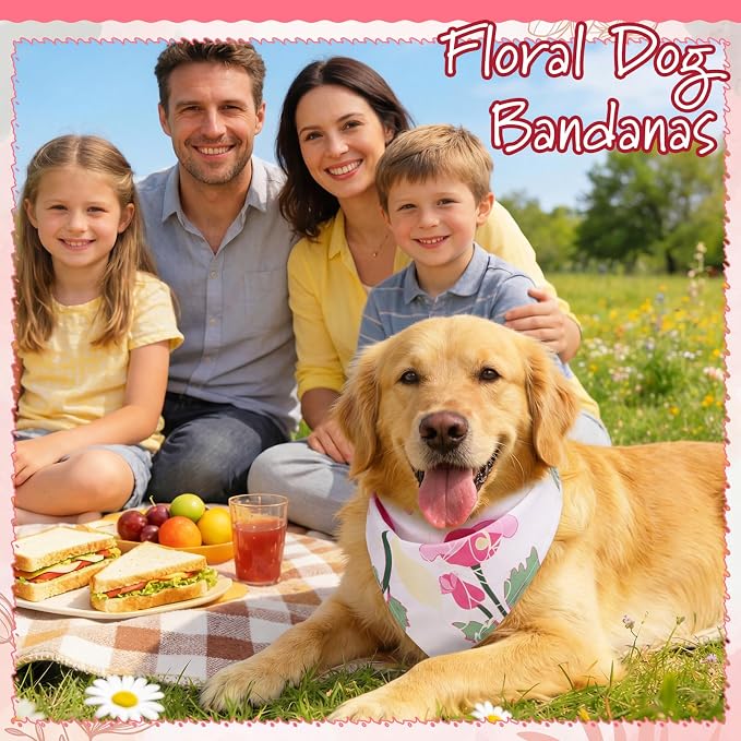 100 Pcs Spring Floral Dog Bandanas Bulk Pet Bibs Colorful Triangle Scarf Floral - Image 5