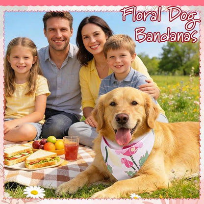 100 Pcs Spring Floral Dog Bandanas Bulk Pet Bibs Colorful Triangle Scarf Floral - Image 5