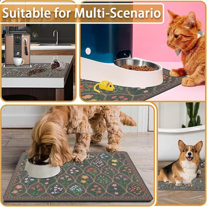 Absorbent Pet Dog Bowl Mat for Food and Water, Pet Cat Food Feeding Mat - Image 7