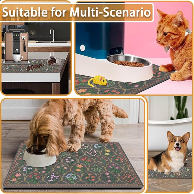 Absorbent Pet Dog Bowl Mat for Food and Water, Pet Cat Food Feeding Mat - Image 7