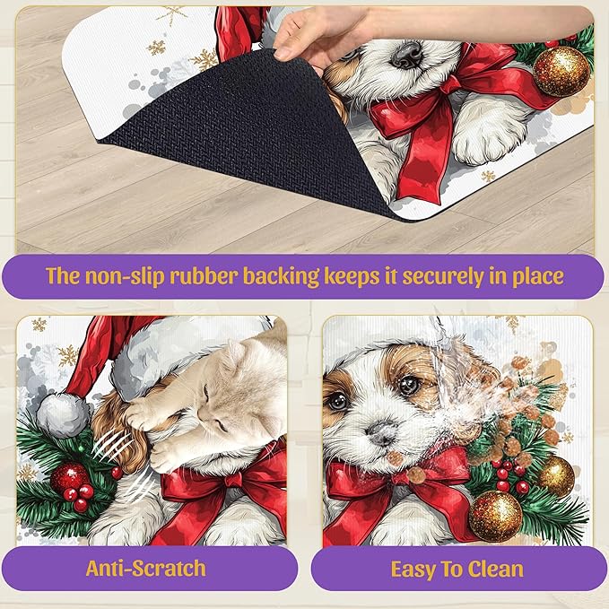 Christmas Dog and Cat Food Mat, Absorbent Feeding Placemat, Waterproof Non-Slip - Image 6