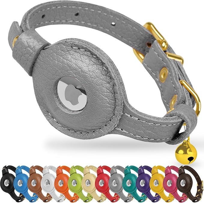 OOPSDOGGY Leather AirTag Cat Collar by OOPSDOGGY
