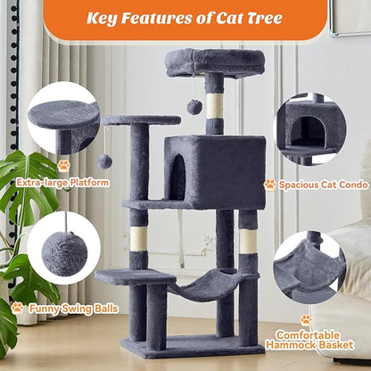 Sweetcrispy 44 Inch Cat Tree Tower, Cat Climbing Tower - Image 3