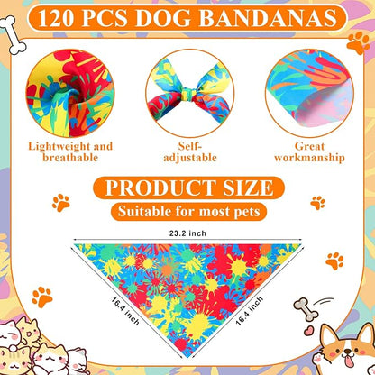 Sanwuta 120 Pcs Rainbow Tie Dye Dog Bandanas - Image 2
