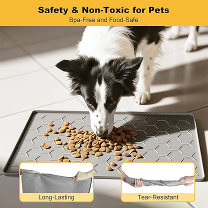 Pieviev 24''x16'' Dog Cat Food Bowl Mat, Silicone Waterproof Food Grade Pet - Image 3