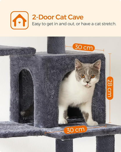 Feandrea Cat Tree, 55.1-Inch Cat Tower, Plush Multi-Level Condo - Image 6