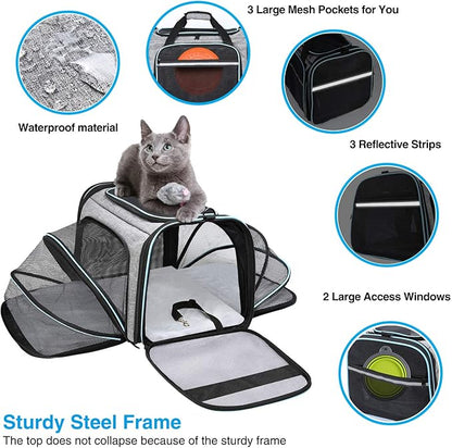 Airline Approved Portable Pet Carrier 2 Sides Expandable Soft-Sided Large Cats - Image 4